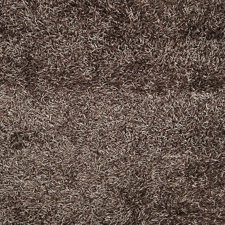 MISC Hand Woven Brown Soft Shag Area Rug 1'9" X 2'10" Black Solid Casual Polyester Synthetic Latex Free Handmade