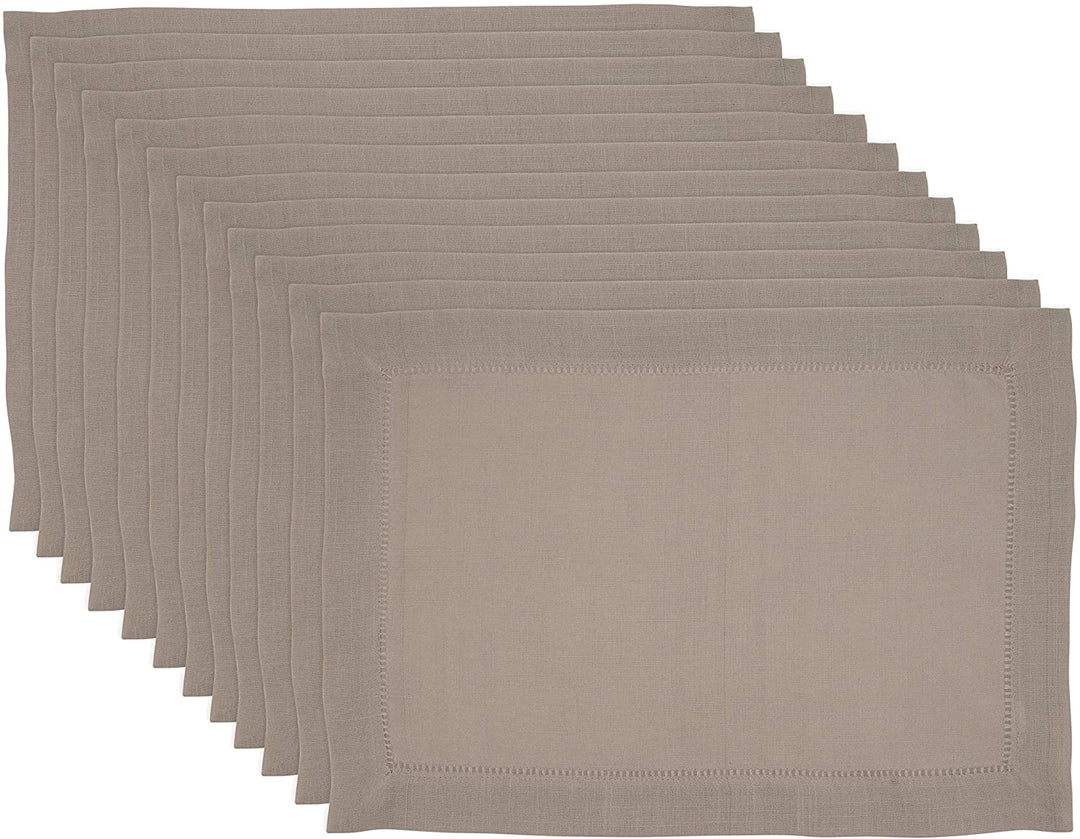 MISC Classic Hemstitch Border Placemat (Set 12) Brown Oblong Polyester