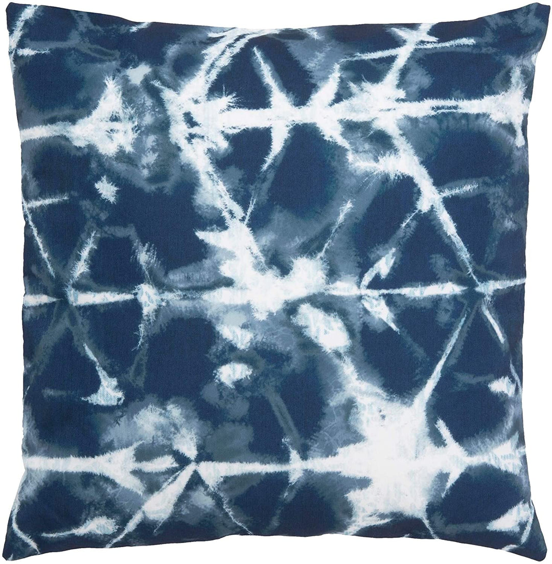 18" Indoor/Outdoor Pillow Navy White Abstract Modern Contemporary Polyester Single