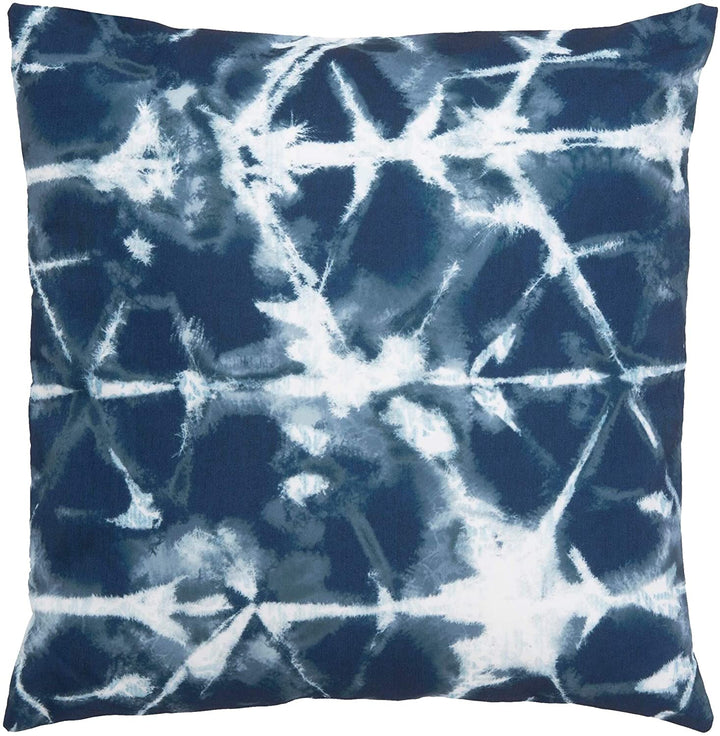 18" Indoor/Outdoor Pillow Navy White Abstract Modern Contemporary Polyester Single