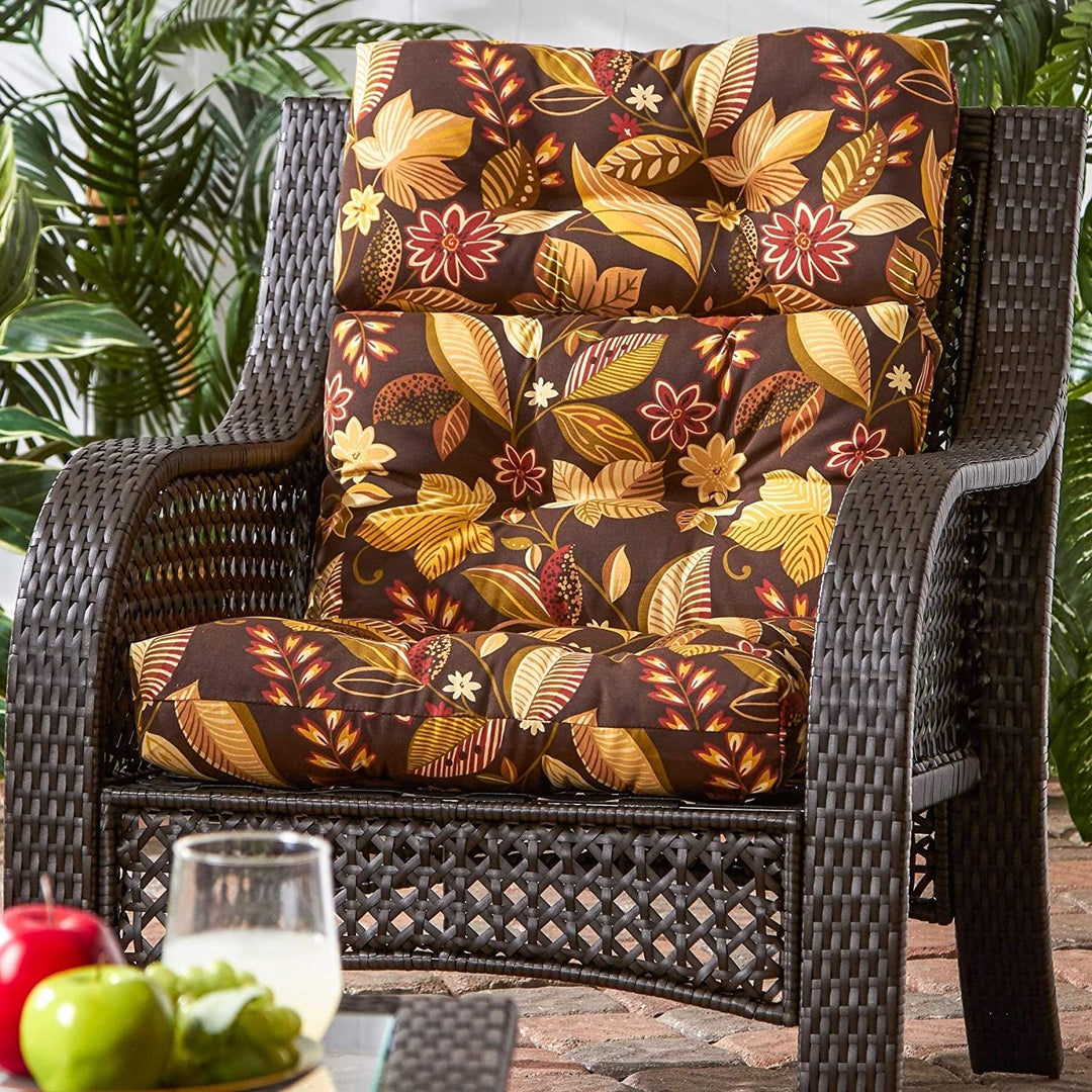 3 Section Outdoor Woodsy Floral High Back Chair Cushion