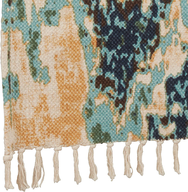 Cotton Rug Runner Distressed Design Blue - Diamond Home USA