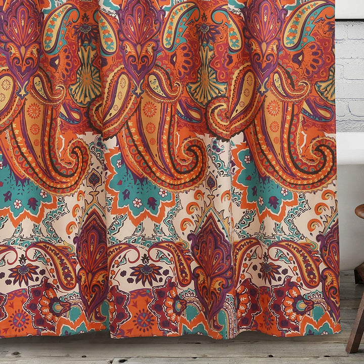 Spice Shower Curtain Orange Paisley Bohemian Eclectic Polyester