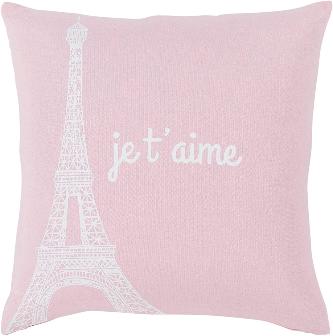 Blush Je T'Aime Throw Pillow Cover (18" X 18") Pink Quotes