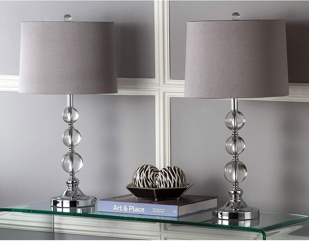 2 Piece Led Orb Table Lamp Set 27" Crystal Desk Lamp Drum