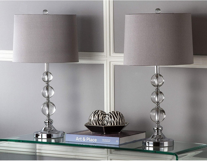 2 Piece Led Orb Table Lamp Set 27" Crystal Desk Lamp Drum