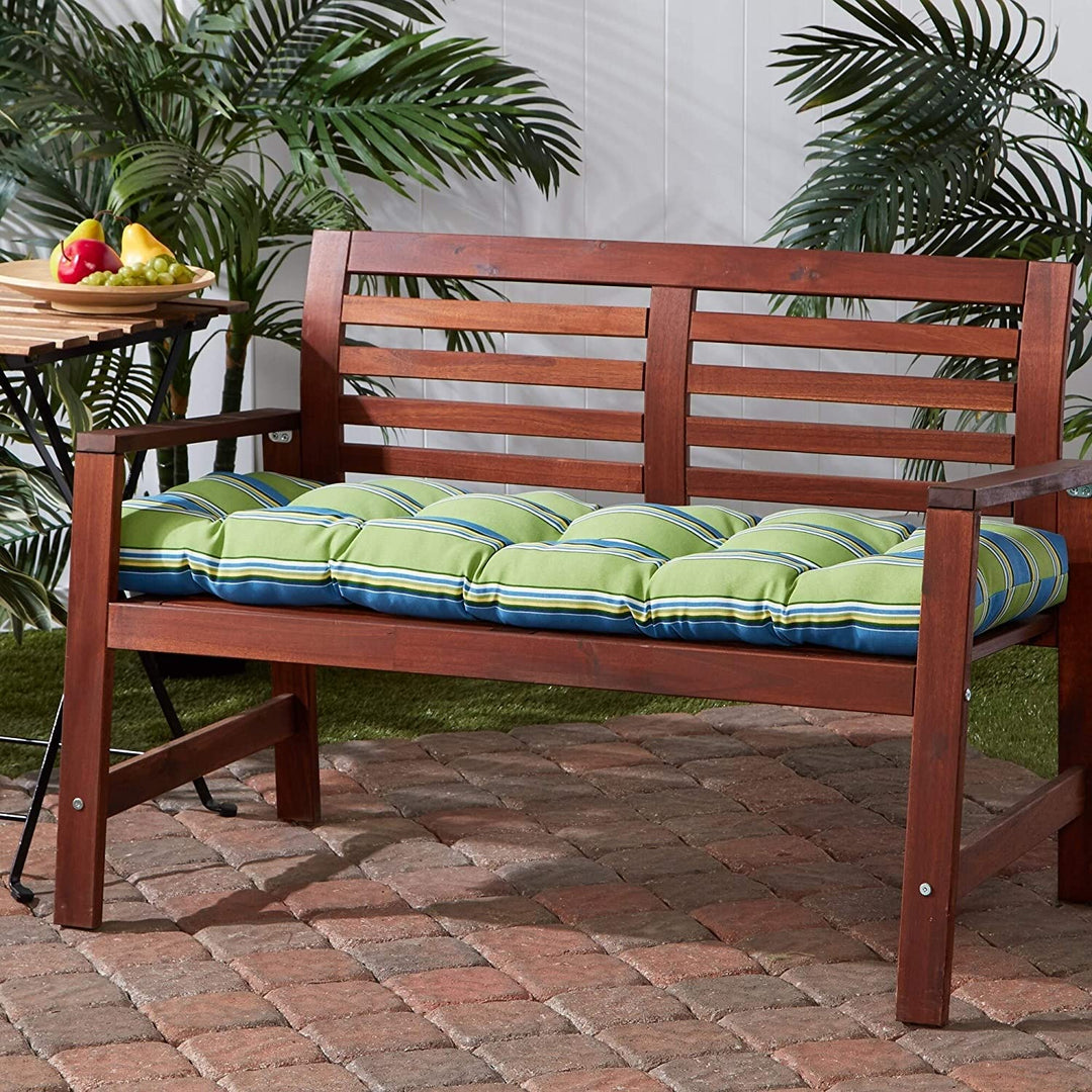 Cayman Stripe 18 inch X 51 inch Outdoor Bench Cushion Blue