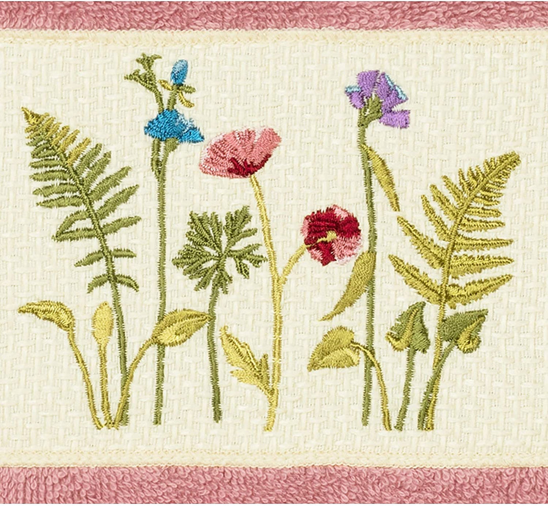 Rose Turkish Cotton Wildflowers Embroidered Hand Towel Pink - Diamond Home USA