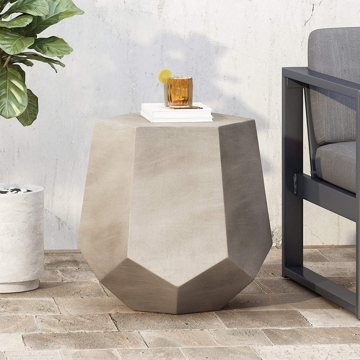 Lightweight Concrete Side Table Grey Industrial