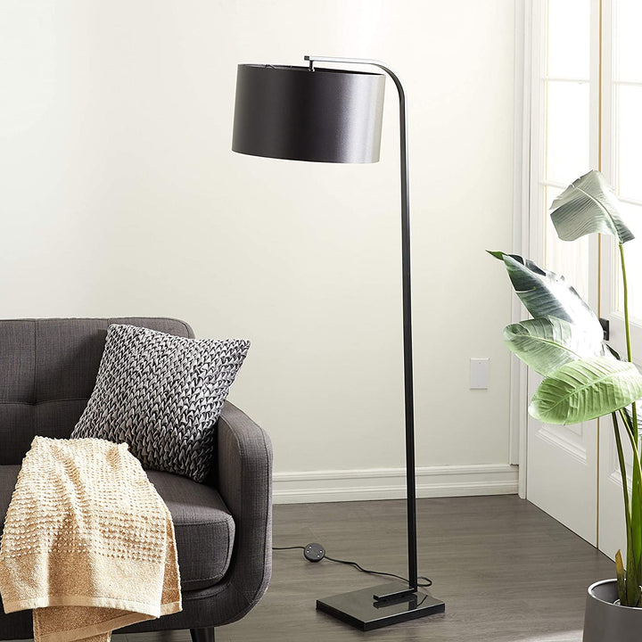 Monochrome Black Metal Floor Lamp Marble Base 16" X 64" 16 29 64 Modern Contemporary - Diamond Home USA