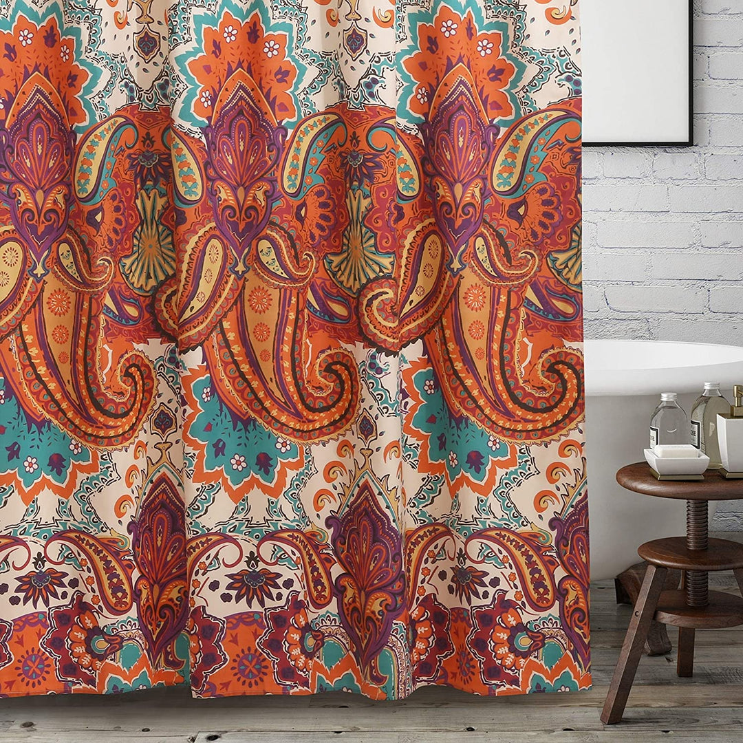 Spice Shower Curtain Orange Paisley Bohemian Eclectic