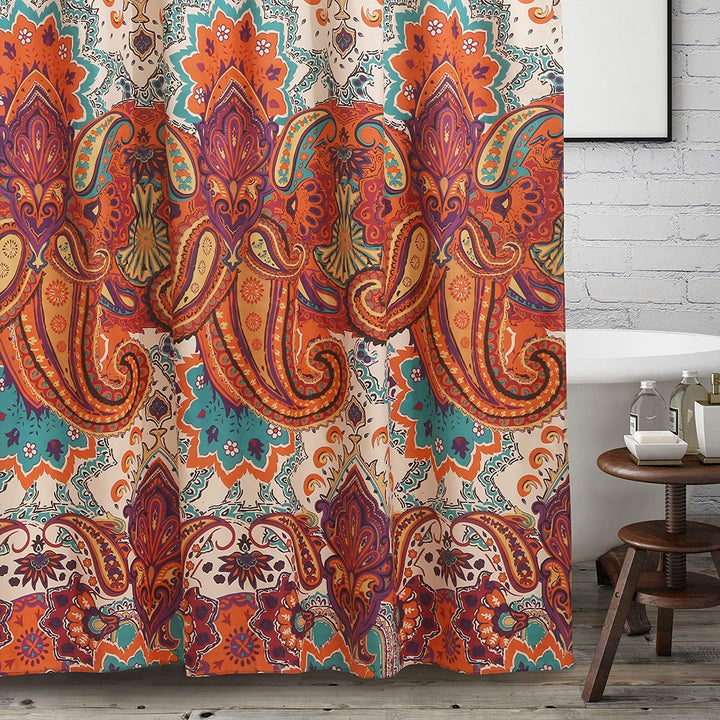 Spice Shower Curtain Orange Paisley Bohemian Eclectic