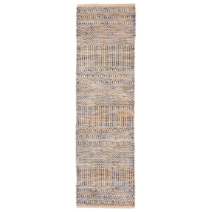 Blue Jute Rug 2'3"x8' Ft Natural Sisal Rug Seagrass Mat Geometric Carpet Bedroom Living Dining Room Square Shape Indoor Mat Ivory Bohemian