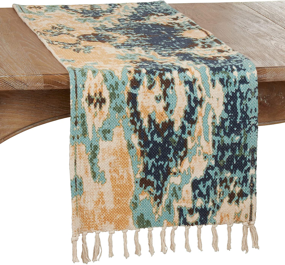 Cotton Rug Runner Distressed Design Blue - Diamond Home USA