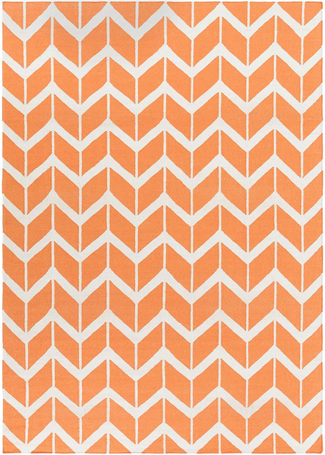 Hand Woven Papaya Wool Area Rug 8' X 11' Orange Geometric Modern Contemporary Rectangle Latex Free Handmade