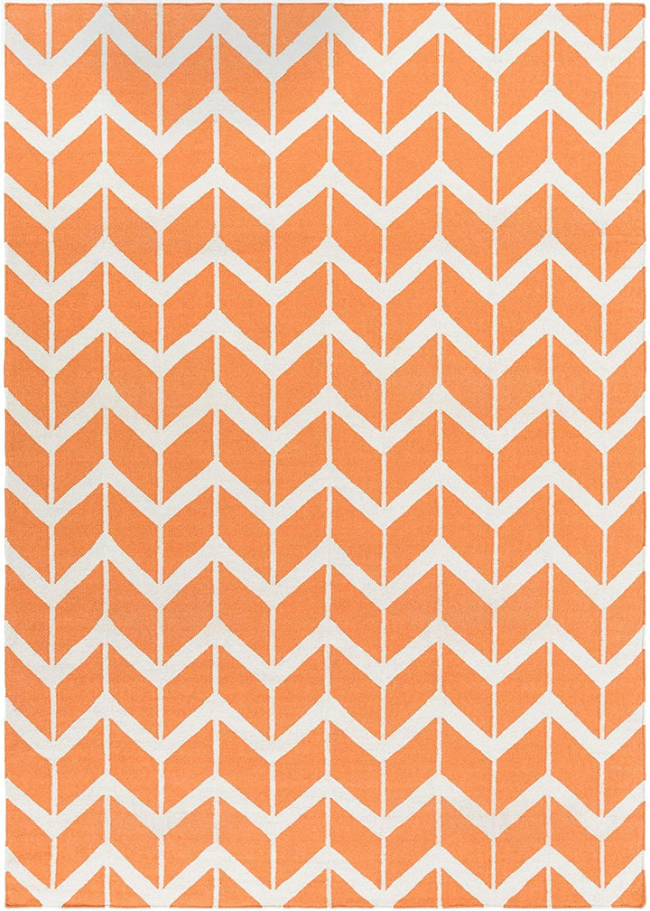 Hand Woven Papaya Wool Area Rug 8' X 11' Orange Geometric Modern Contemporary Rectangle Latex Free Handmade