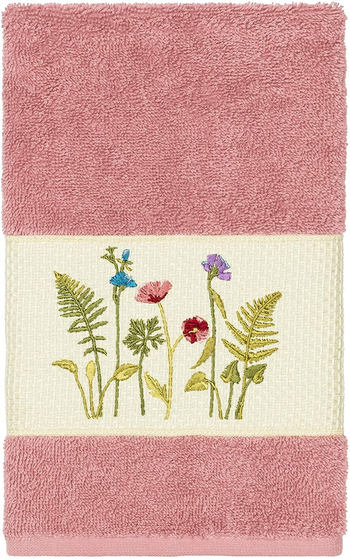 Rose Turkish Cotton Wildflowers Embroidered Hand Towel
