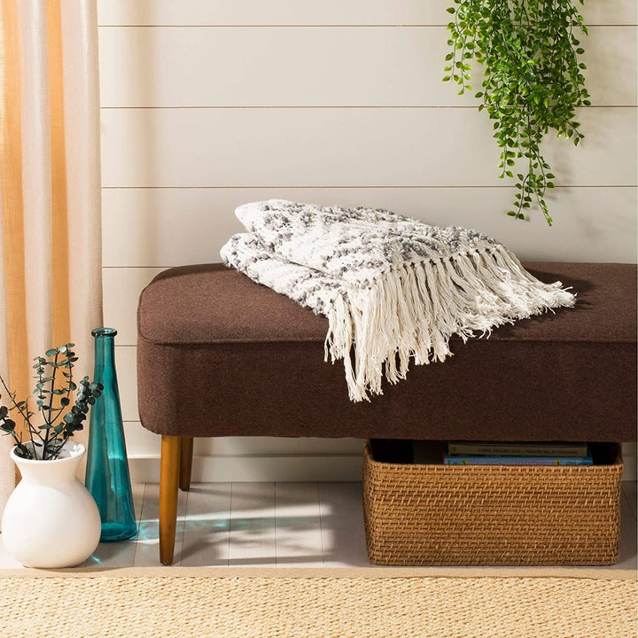 Throw 60" X 72" Grey White Chevron Bohemian Eclectic