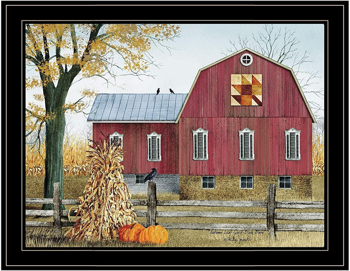 Leaf Quilt Block Barn by Billy Ready Hang Framed Black Frame