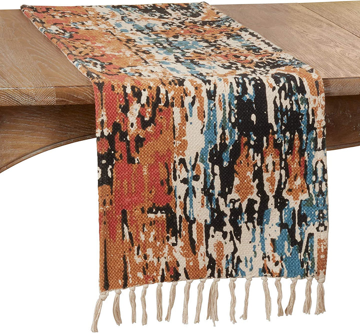 Rug Runner Distressed Design Orange Cotton - Diamond Home USA