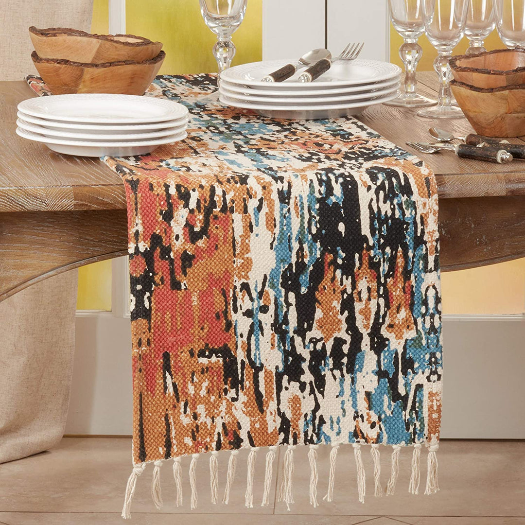 Rug Runner Distressed Design Orange