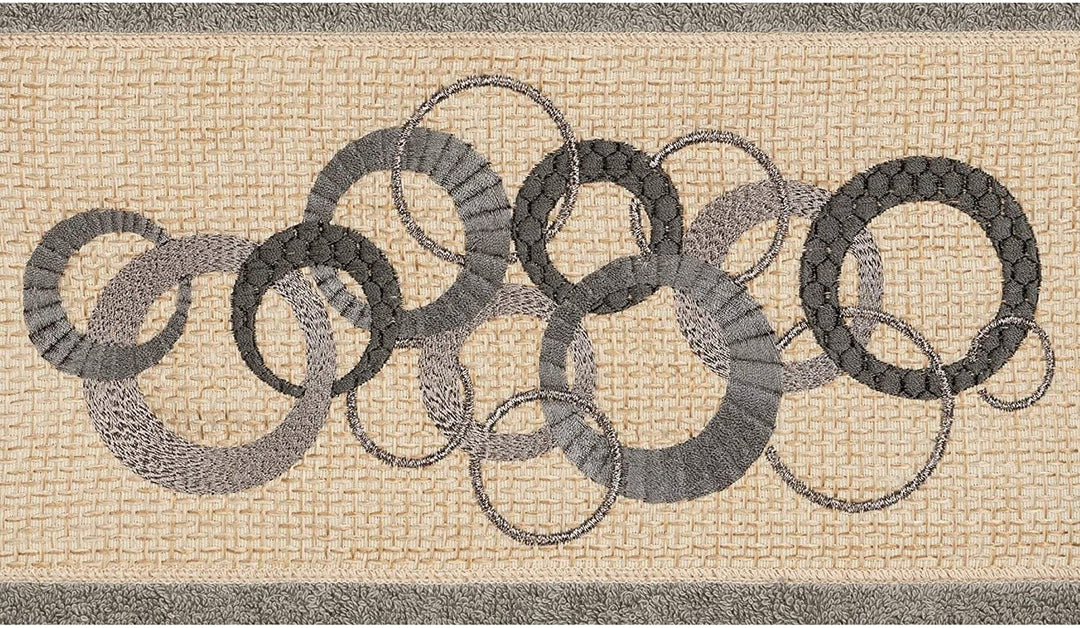 Turkish Cotton Circles Embroidered Dark Grey 3 Piece Towel Set Cloth - Diamond Home USA