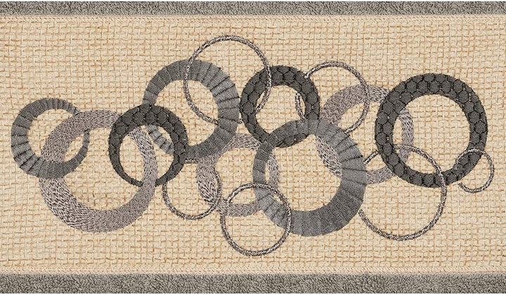 Turkish Cotton Circles Embroidered Dark Grey 3 Piece Towel Set Cloth - Diamond Home USA