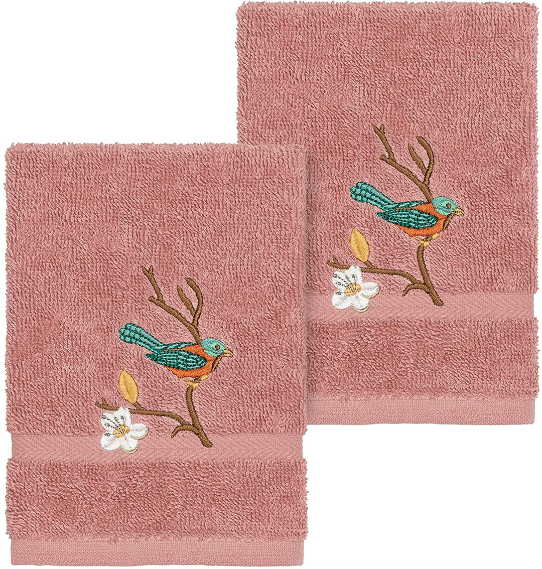 Turkish Cotton Blue Bird Embroidered Tea Rose 2 Piece