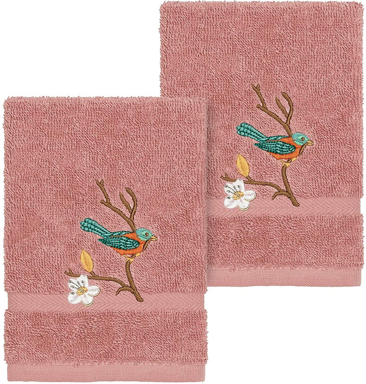 Turkish Cotton Blue Bird Embroidered Tea Rose 2 Piece