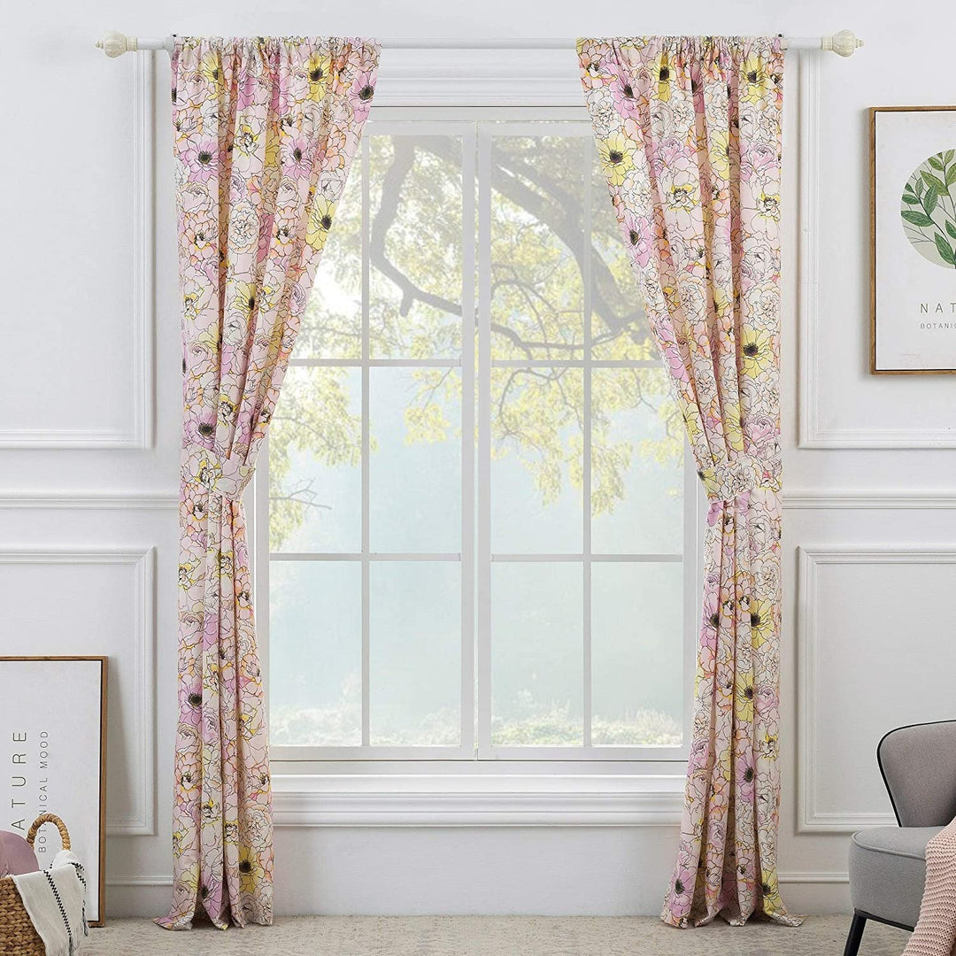 Bloom Window Valance 84" W X 16" L Pink Floral Kids Teen Modern Contemporary 100% Polyester Lined