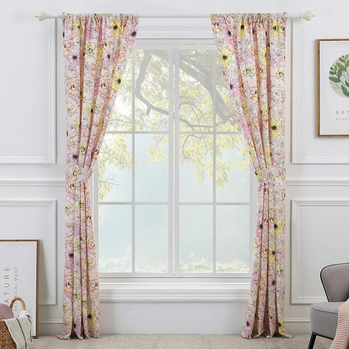 Bloom Window Valance 84" W X 16" L Pink Floral Kids Teen Modern Contemporary 100% Polyester Lined