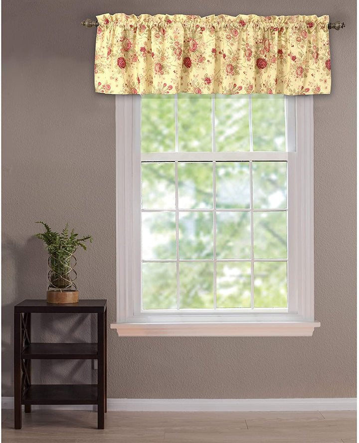 Antique Rose Valance Color Floral Traditional 100% Cotton