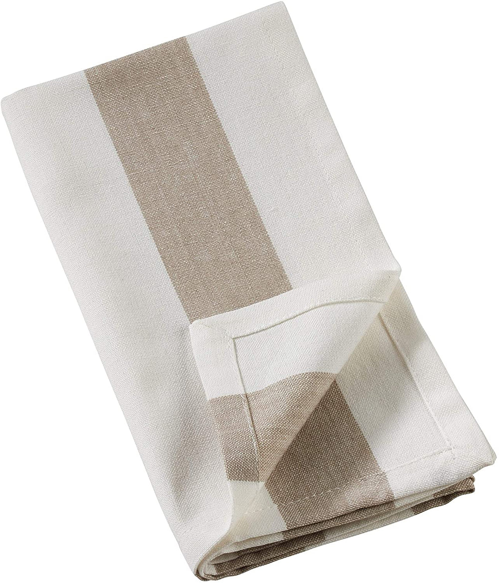 Brown Cotton Napkins Striped Design (Set 4) Stripe Casual Classic Modern Contemporary Square