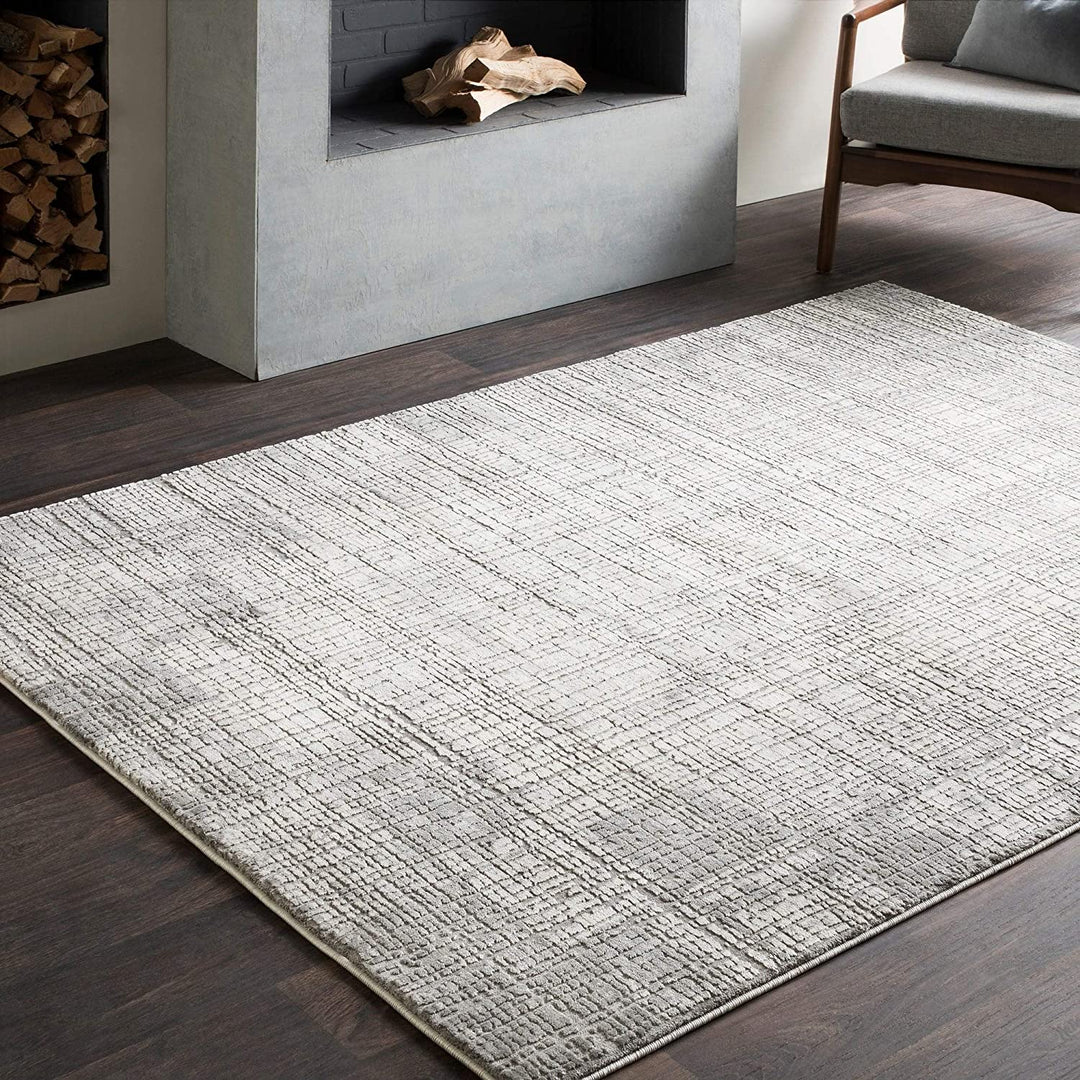 Abstract Grey Area Rug 2'7" X 7'6" Runner Modern