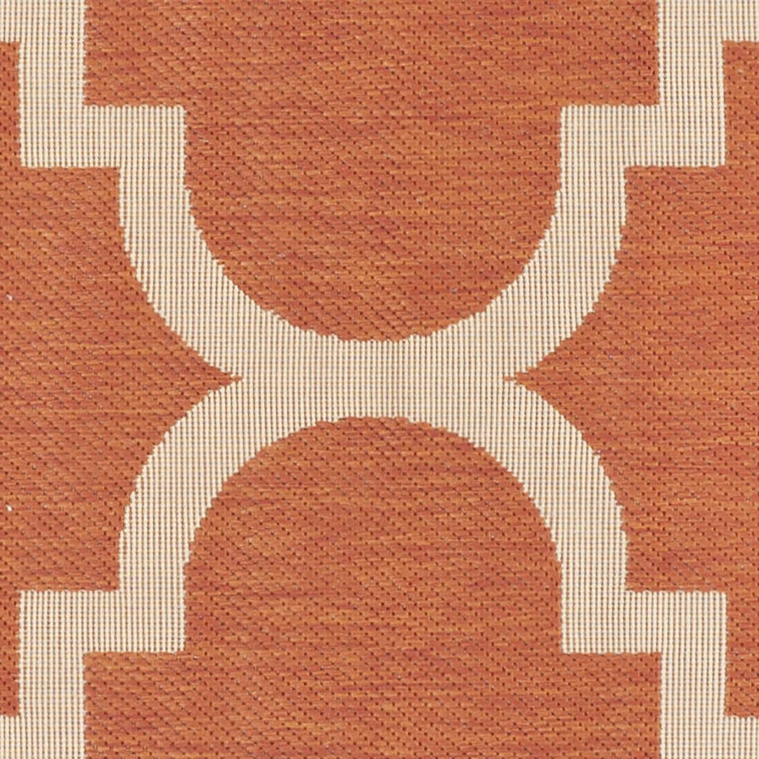 6'7" x 6'7" Burnt Orange Quatrefoil Rug Moroccan Trellis Rug Square Floor Carpet Geomerical Area Rug Living Room Guest Bedroom Entryway Modern Classic