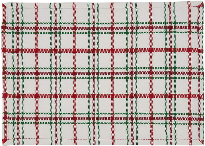 MISC Table Placemats Plaid Design (Set 4) Red Cotton