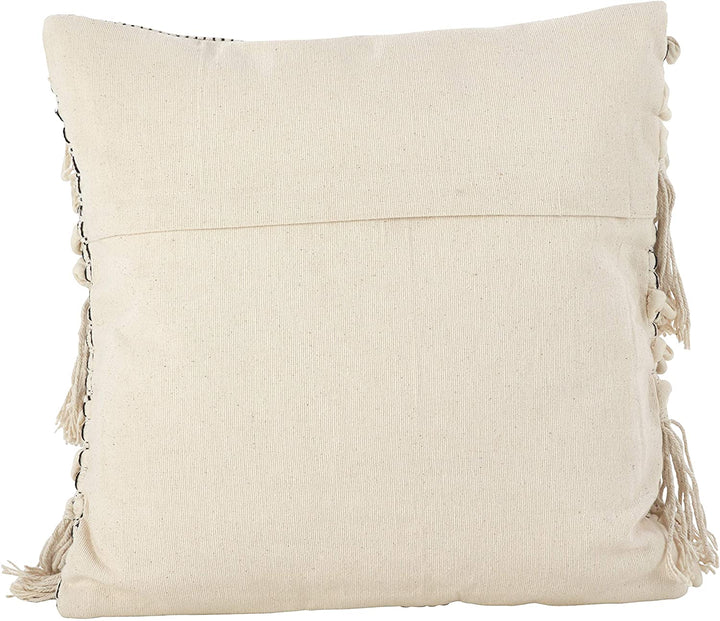 Moroccan Wedding Blanket Design Fringe Cotton Down Filled Throw Pillow Off/White Abstract Bohemian Eclectic Farmhouse Modern Contemporary Single