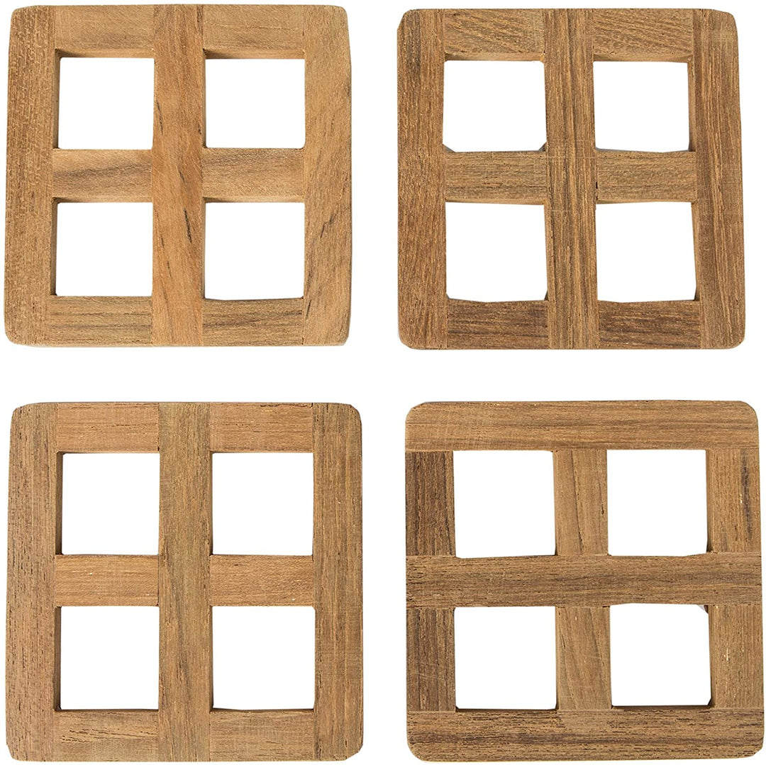 Teak 4 Piece Coaster Set 4 pc Brown - Diamond Home USA