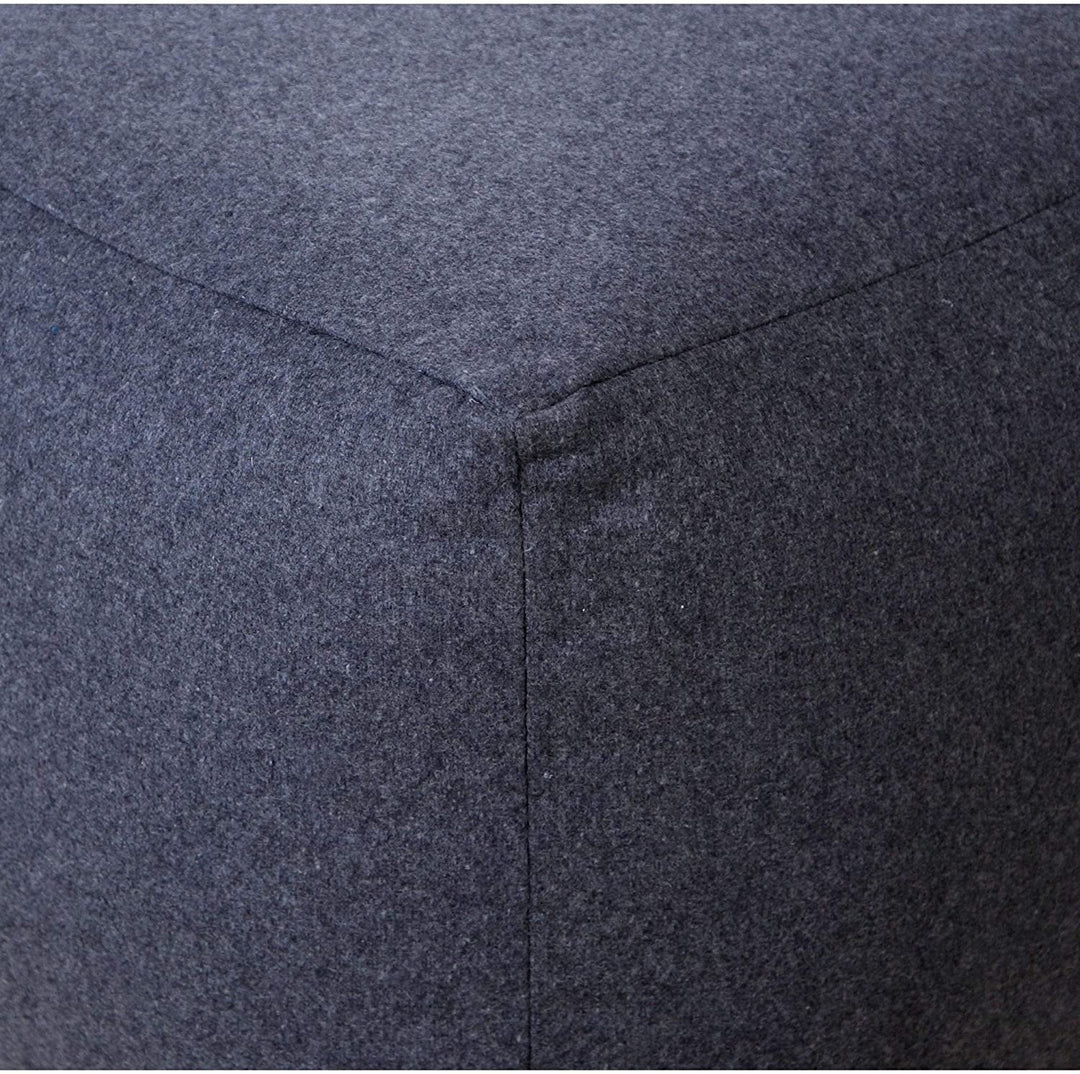 MISC Dark Grey Square Designer Pouf Ottoman Solid Color Bohemian Eclectic Cotton Single Handmade