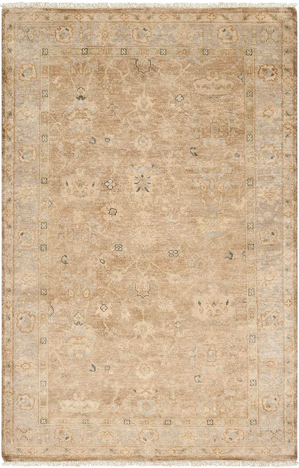 MISC Hand Crafted Traditional Beige Wool Oriental Area Rug 2' X 3' Ivory Latex Free Handmade