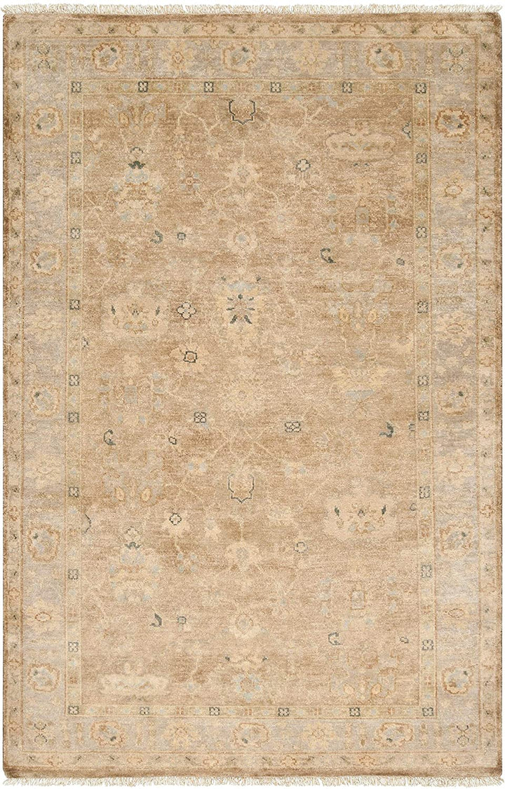 MISC Hand Crafted Traditional Beige Wool Oriental Area Rug 2' X 3' Ivory Latex Free Handmade