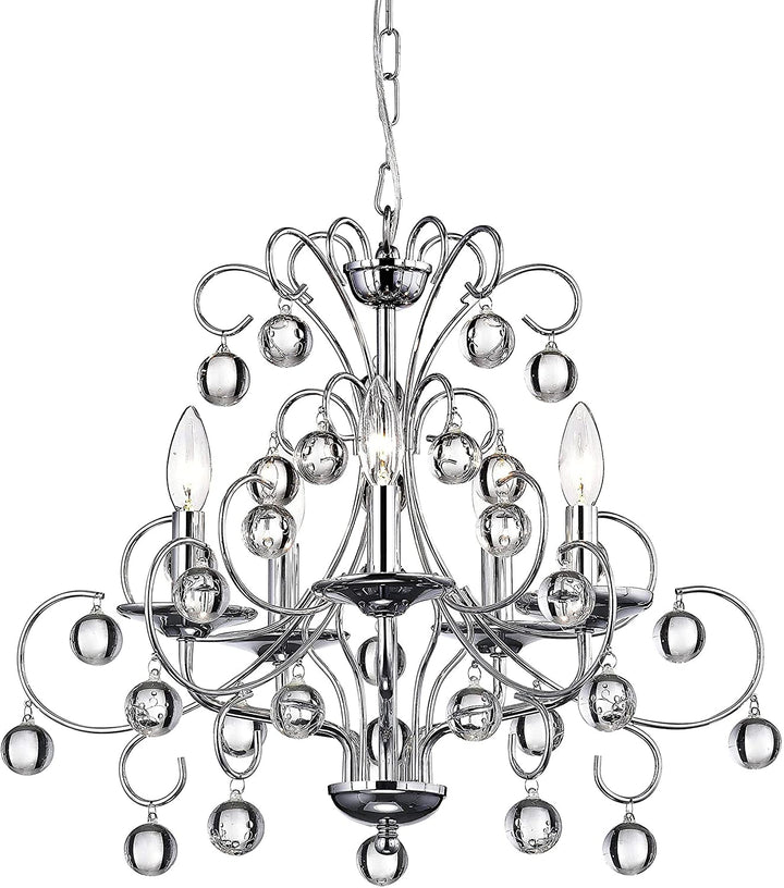 5 Light Crystal Chandelier Grey Modern Contemporary