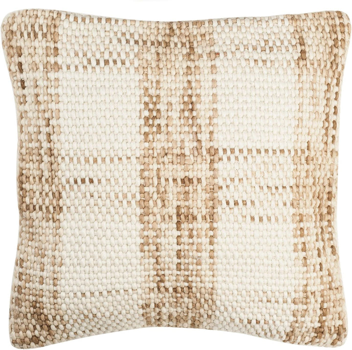 20 inch Woven Plaid Decorative Pillow Red Geometric Modern