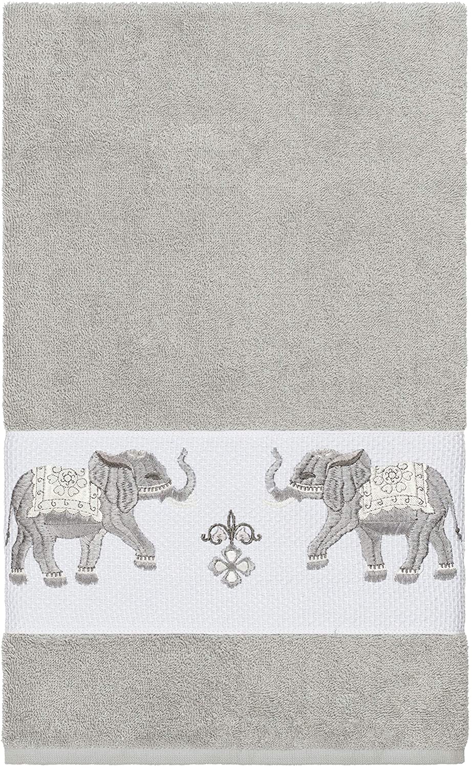 urkish Cotton Elephants Embroidered Light Grey Bath owel