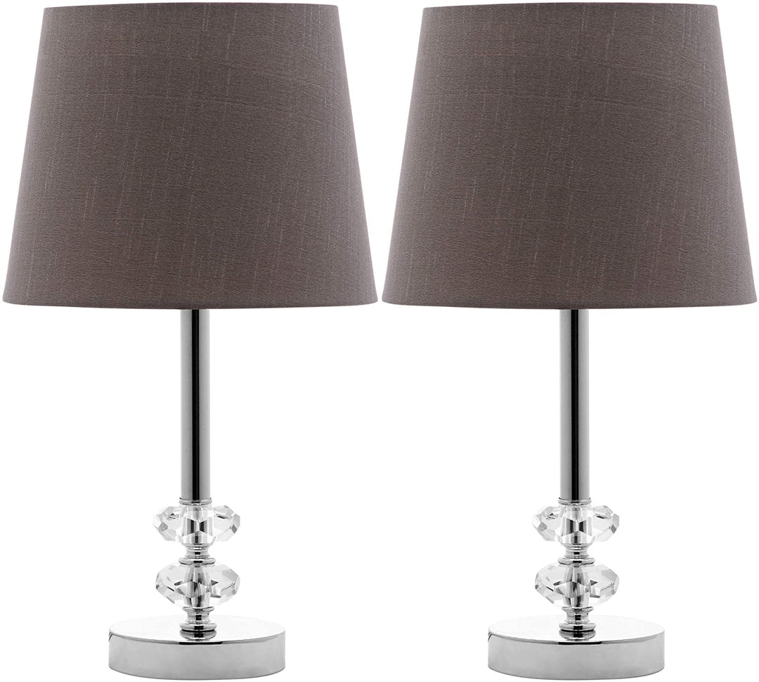 MISC Lighting 16 inch Grey Shade Crystal Orb Table Lamp (Set 2) 9"x9"x16" Clear Chrome Bulbs Included