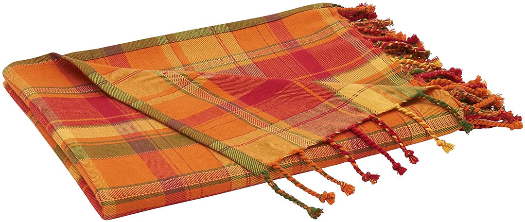 Throw Blanket Harvest Plaid Design Brown Traditional
