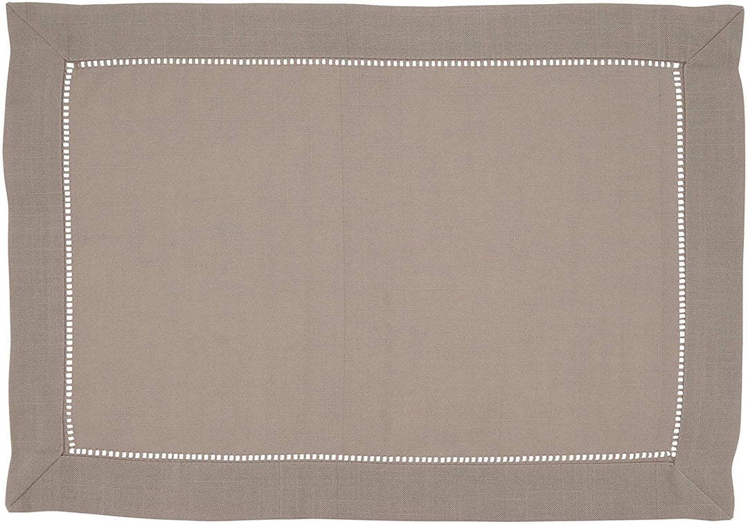 MISC Classic Hemstitch Border Placemat (Set 12) Brown Oblong Polyester