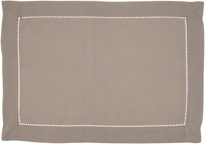 MISC Classic Hemstitch Border Placemat (Set 12) Brown Oblong Polyester