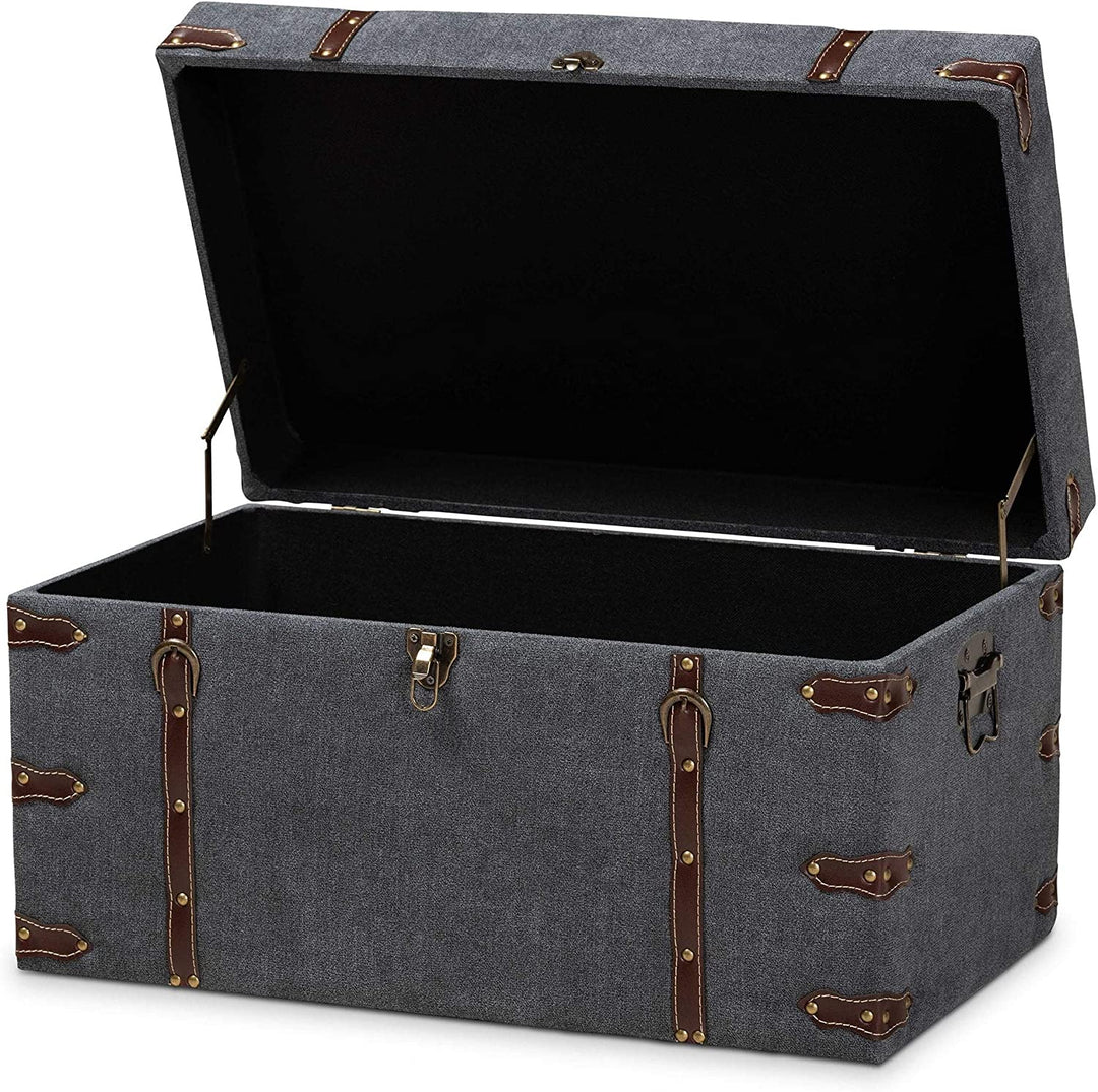Modern Contemporary Transitional Storage Trunk Ottoman Grey Rectangle Fabric - Diamond Home USA