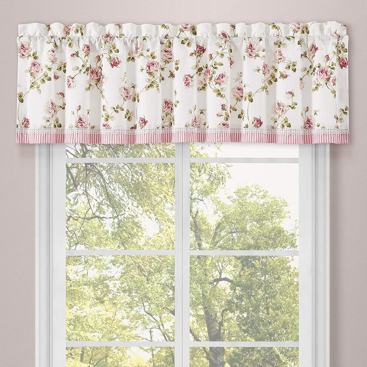 Little Window Straight Valance Pink Floral Farmhouse 100%
